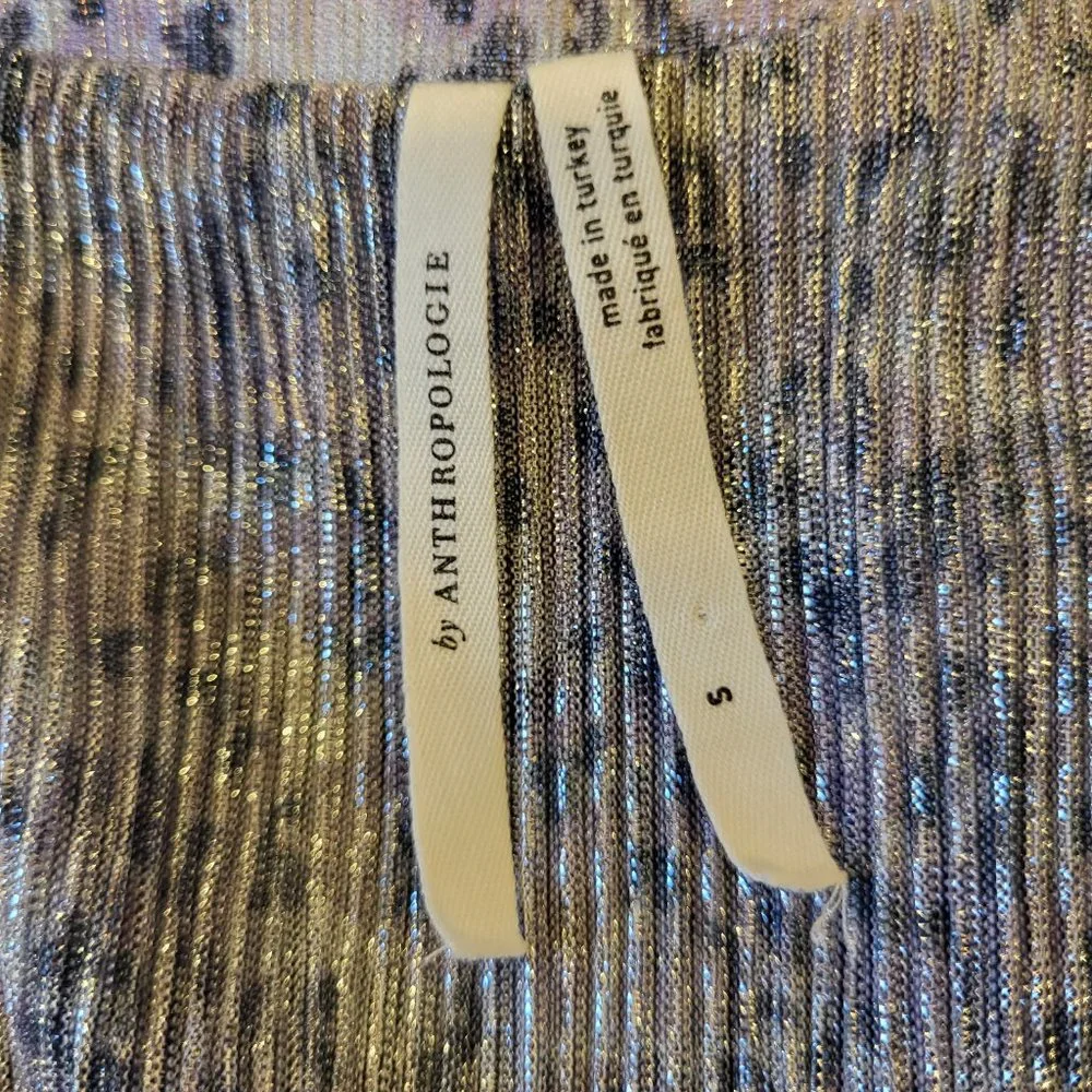 Anthropologie Shimmery Purple Metallic Frilled Neck Tank Top, Size Small, EUC - Picture 7 of 9